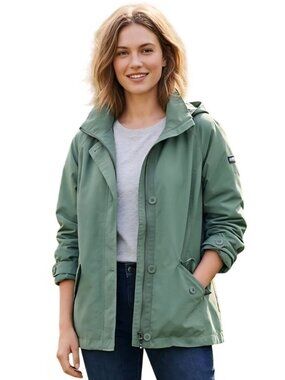 Lands' End Spring Green Full Zip Button Removable Hooded Jacket Size XL